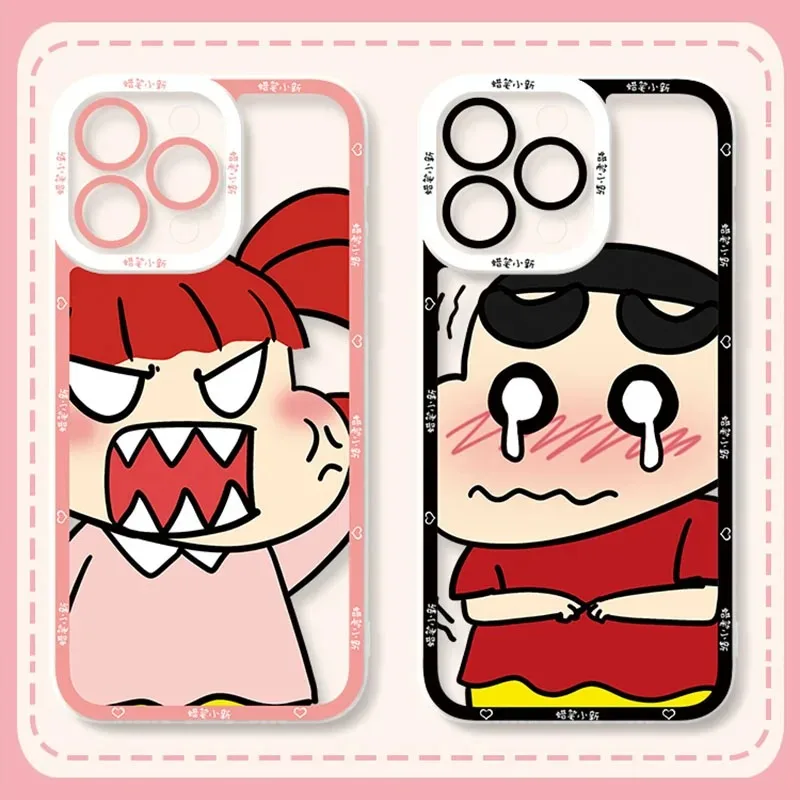 Cute C-Crayon S-ShinChan Case For iPhone 16 Pro Max 15 14 Plus 13 12 11 Pro XR XS X 8 7 SE 2020 Clear Soft Silicone Back Cover