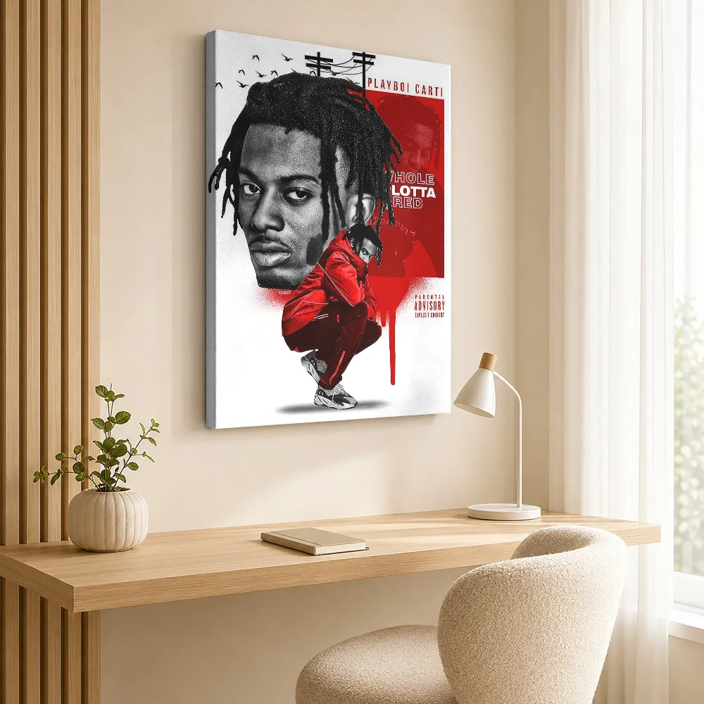 Playboi Carti Whole Lotta Red Album Art Canvas Painting Poster Personalized Photo Retro Music Canvas Wall Art for Studio Decor