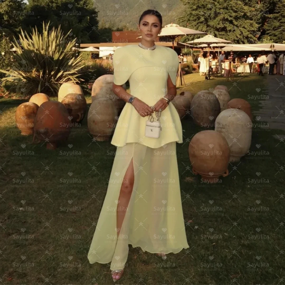 Sayulita 2-Pieces فساتين سهرة للحفلات الراقصة بدون حمالات طويلة بفتحة جانبية لحفلات أعياد الميلاد مع شالات فستان ضيوف الزفاف حسب الطلب