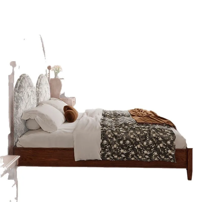 

Vintage bed solid wood bedroom double Toulouse ash wood solid wood