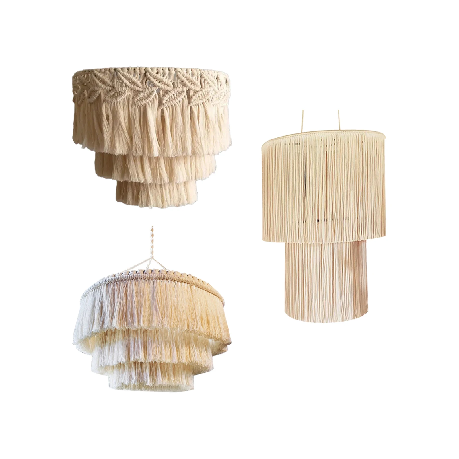 Macrame Lamp Shade Boho Pendant Light Shade Ceiling Light Cover Chandelier Decorative for Dorm Living Room Home Decor