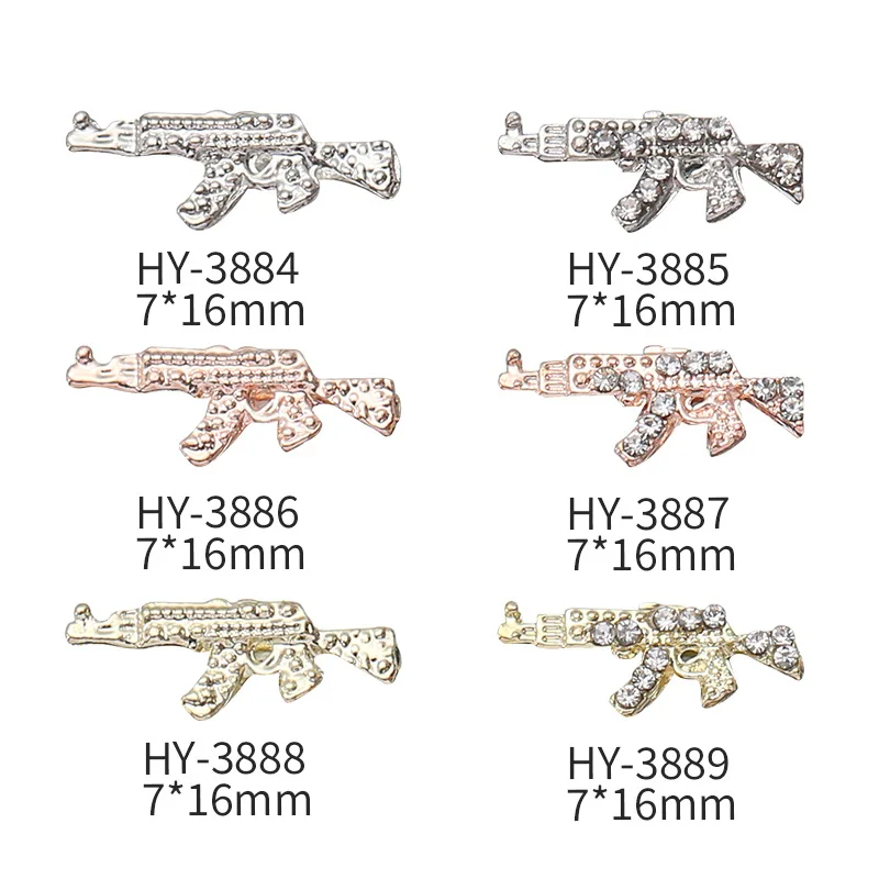 

10pcs New Diamond Mounted Gun Decoration Alloy Metal Nail Decoration Simulation Jedi Weapon Model Accessories Nail Enhancements