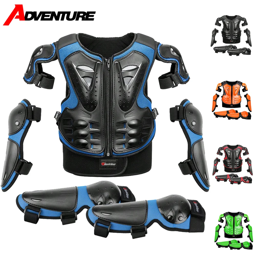 

Kid's Motorcycle Armor Vest Protection Motorbike Body Armor Jacket Protective Armors Riding Kneepads Moto Full Armor Children