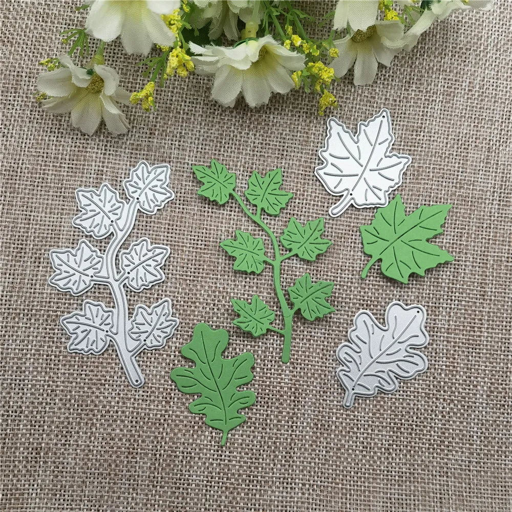 3 Piece Maple Leaf Grape Leaf Deciduous Hand Embossed DIY Album Scrapbook Greeting Card Decoration Metal Cutting Mould