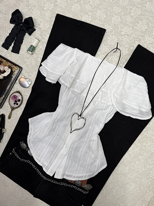 

Ladygirl Original Vintage Spring Outfit Set White irt with Vest Two Piece Set Women Summer Clothing Cotton ort Sve