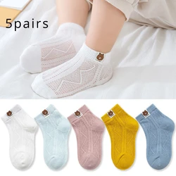 5 Double Summer New Children's Cartoon Cute Bear Fashion Boy Sports Fitness Student Mesh Breathable Comfortable Socks