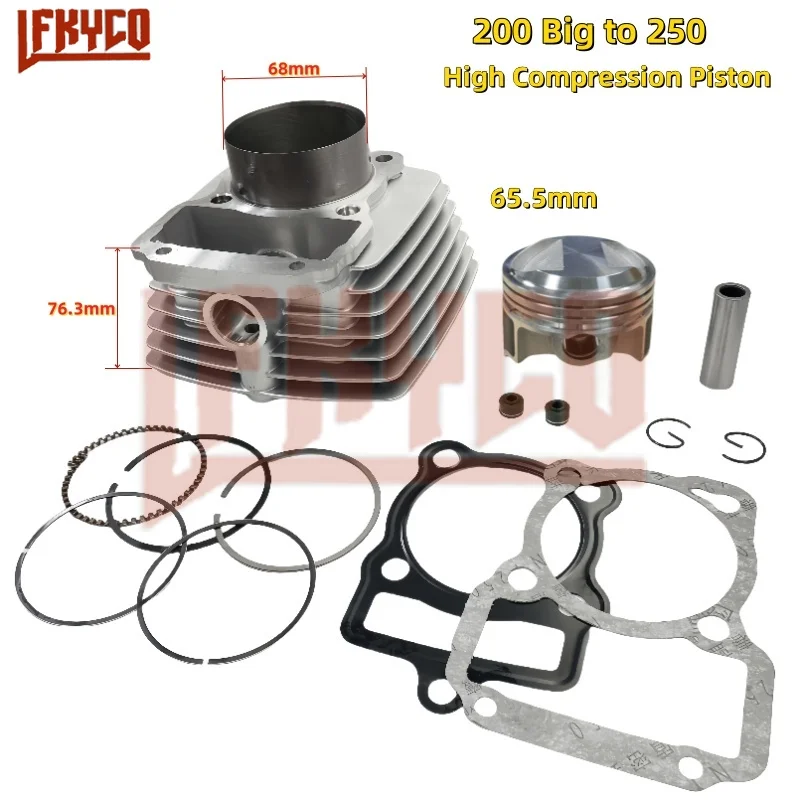 

Motorcycle Accessories 65.5mm Engine Part High Compression Piston Cylinder Kit Motor for CG196 CG200 CG 200CC To 250CC Motoblock