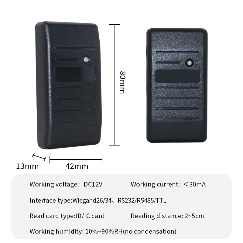 Imagem -04 - Leitor de Controle de Acesso Impermeável Suporte Rfid ic Cartão mf Wiegand26 Rs232 485 Porta Serial Uart 13.56mhz Nfc