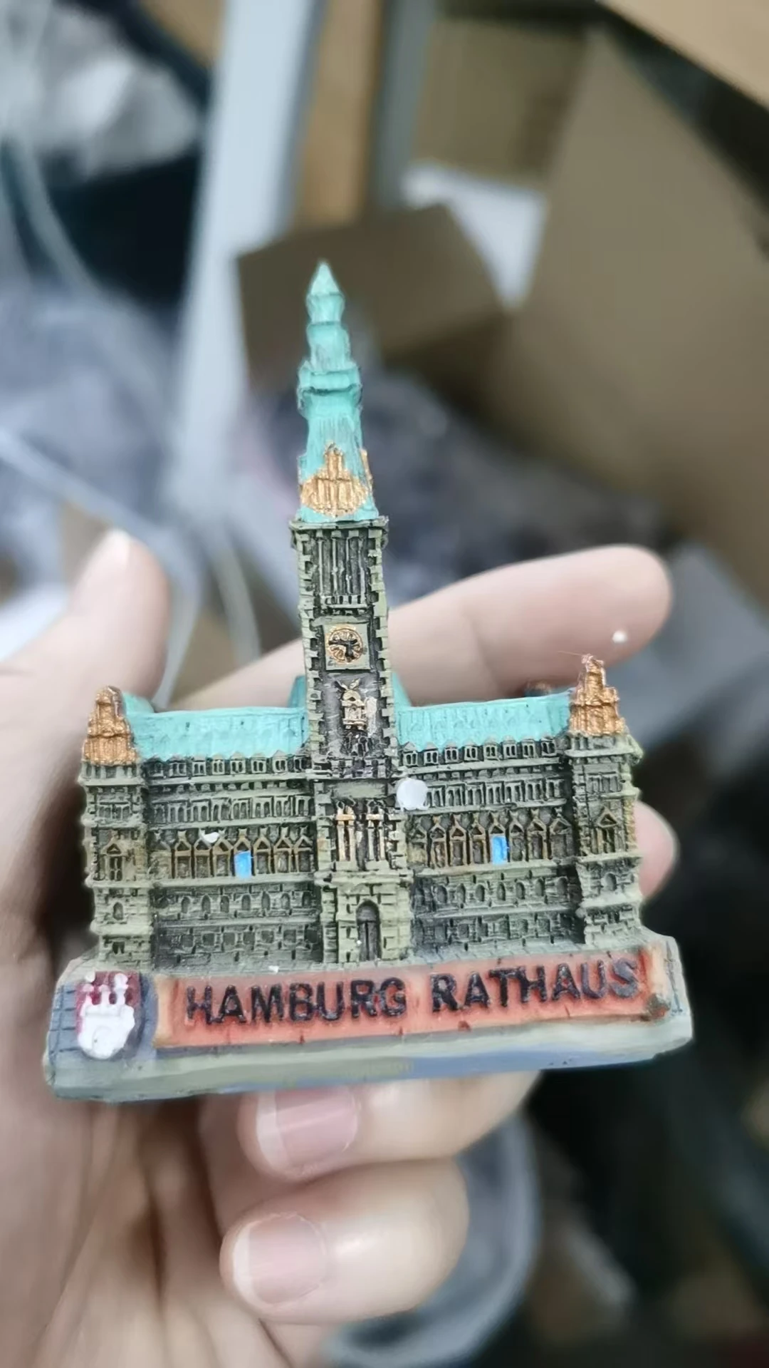 Resin figure mental psychological sand table game box court therapy   buidling  hamburg rathaus