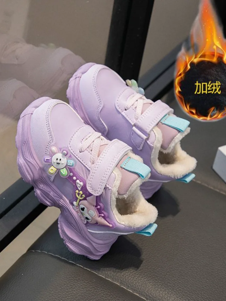 سانريو كورومي الخريف الشتاء أحذية رياضية الأطفال أحذية رياضية جديدة الأميرة حذاء كاجوال فتاة احذية الجري بالإضافة إلى الأحذية القطنية المخملية #1