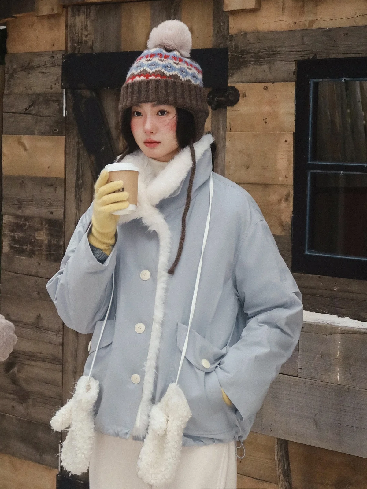 

Miss Squirrel Snowy Country n 90 White Du down Large Collar Fur Patchwork Temperature Loing down Jaet Women's Coat