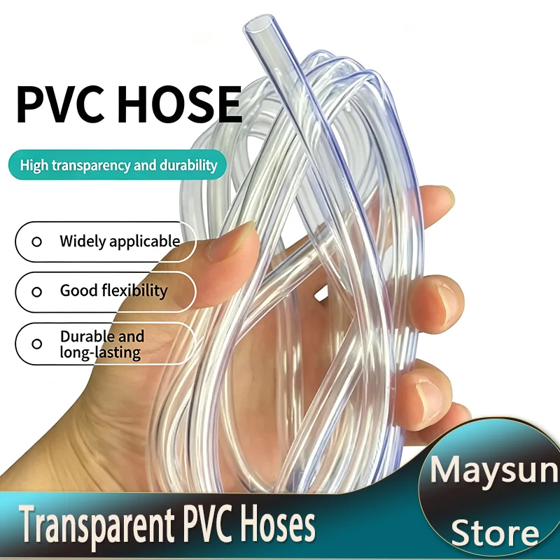 

1-10M Transparent PVC Water Tubing ID2~20mm，Flexible Plastic Hose for Aquarium Water Pump Garden Irrigation