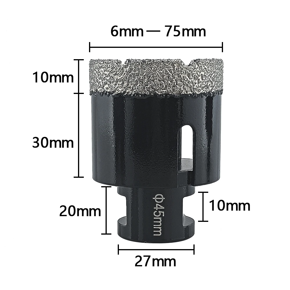 1 Pcs M14 Thread Diamond Dry Vacuum Brazed Drilling Core Bits Set porcelain tiles crowns Drill Granite Marble Hole Saw Tools