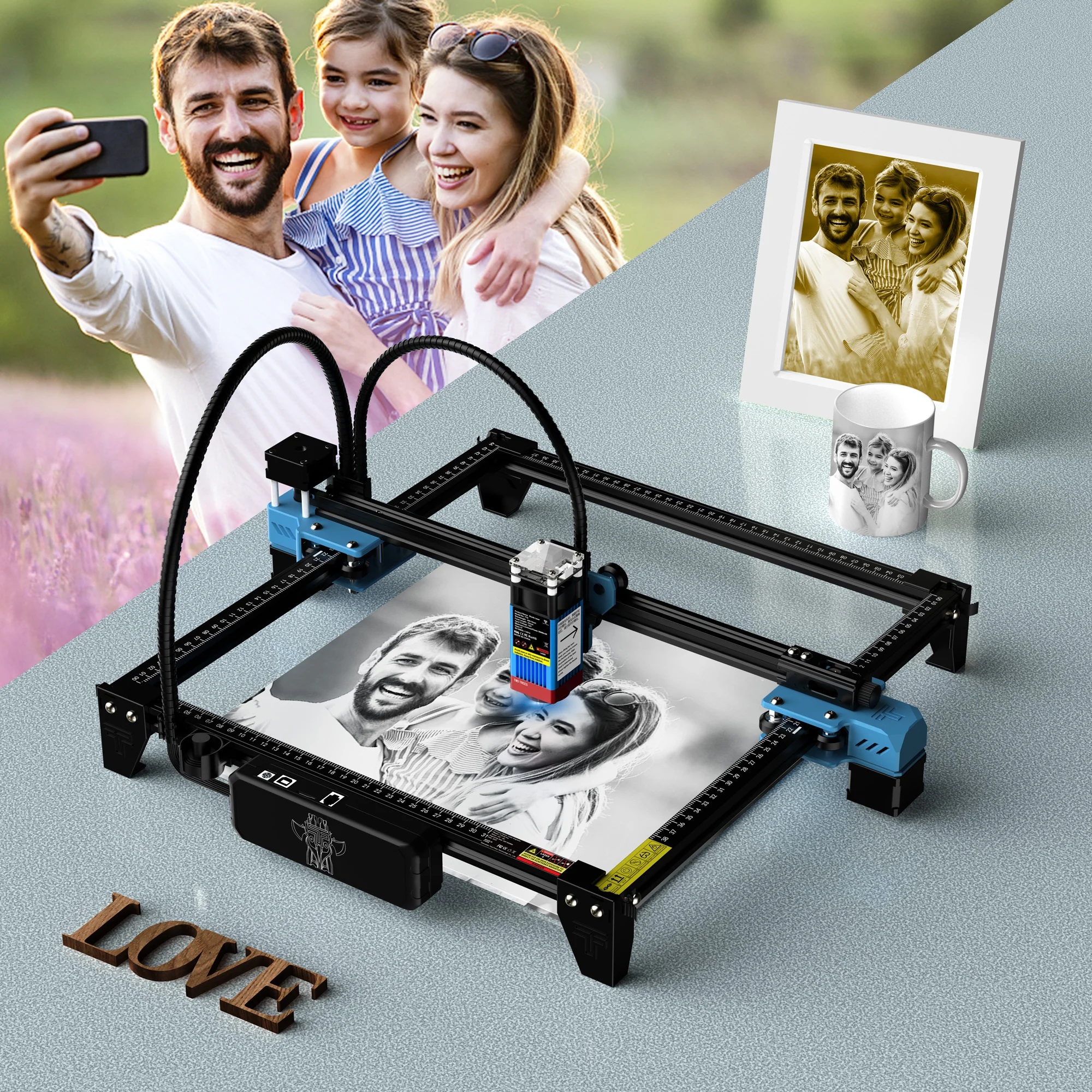 Twotrees TTS-55 Pro Laser Engraver With Touch Screen Laser Engraving Machine Add Display 40W Blue Light Cnc Machine