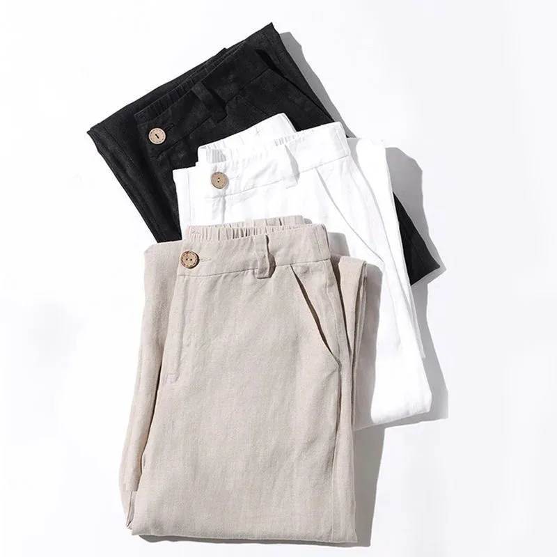 

New Women's Harajuku High Waist Baggy Wide Leg Pantalones Female Cotton Linen Trousers Elegant Straight Summer Casual Sweatpants