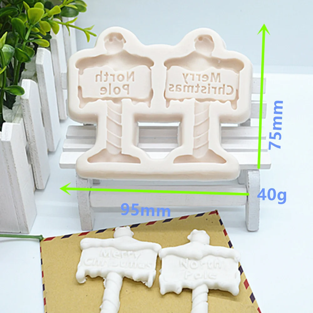 Chocolate Road Sign Silica Gel Christmas Cake Baking Accessories Mold Art Resin Mold Kitchen Manufacturing Mold