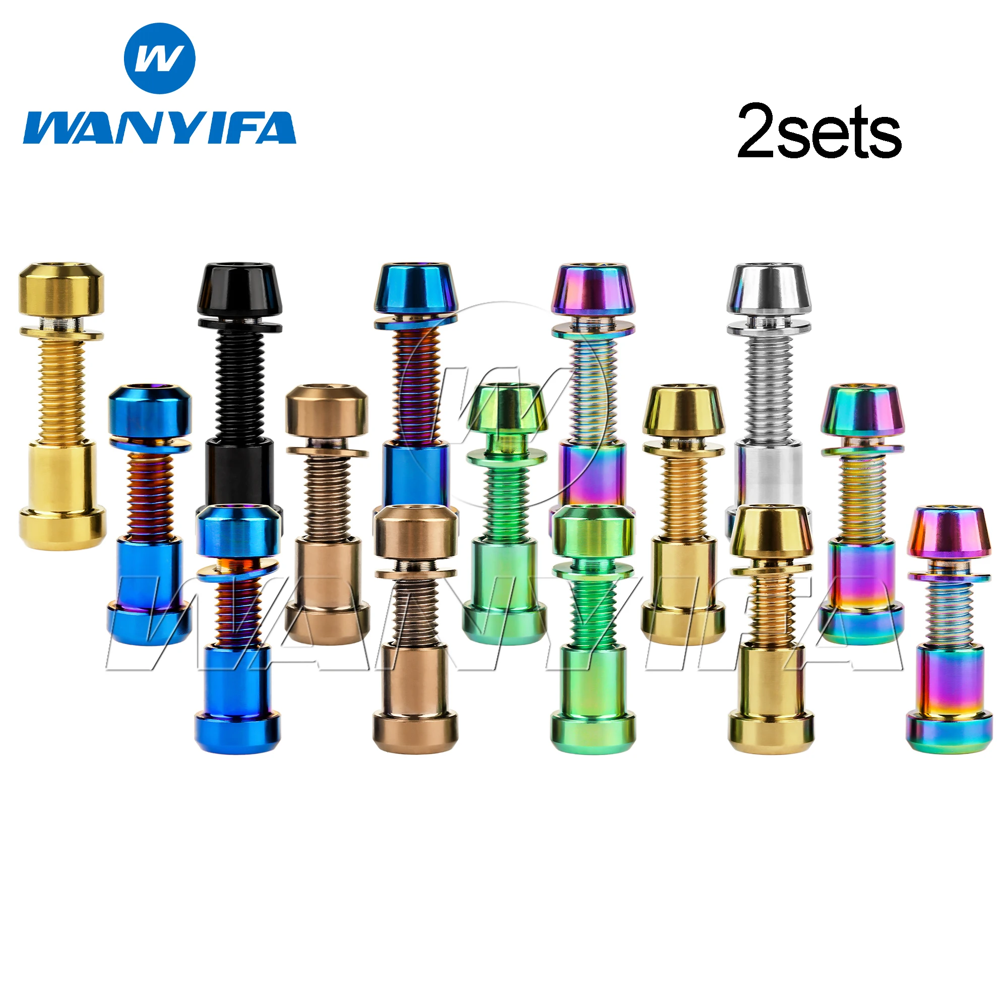 Wanyifa 2sets Titanium Bolt M5x16 18 20mm Screws & Nuts Set for Bike Bicycle Handlebar Stem Rear Lock Front Fork Ti Fasteners