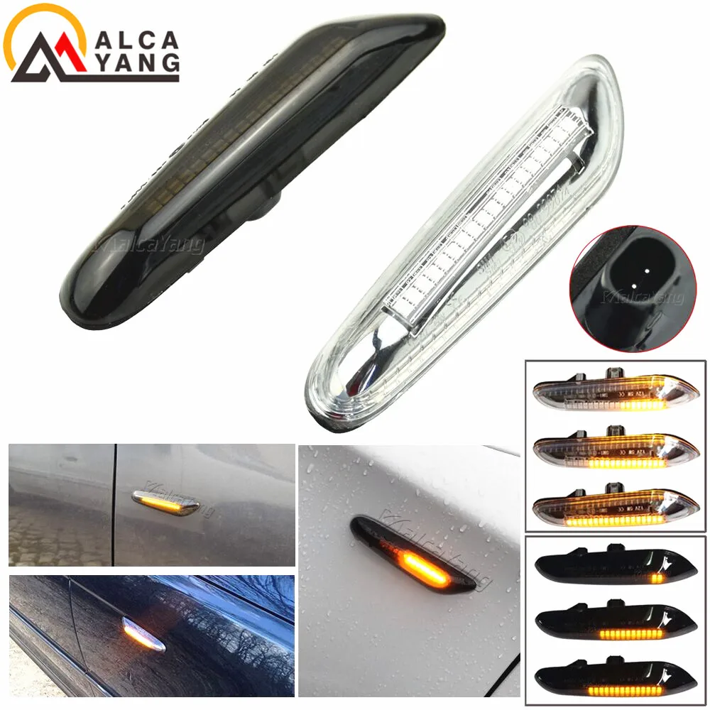 2pcs Dynamic Flowing LED Turn Signal Side Marker Light Blinker Lamp For BMW E46 E60 E61 E90 E91 E81 E87 E82 E88 E83 E84 E92 E93