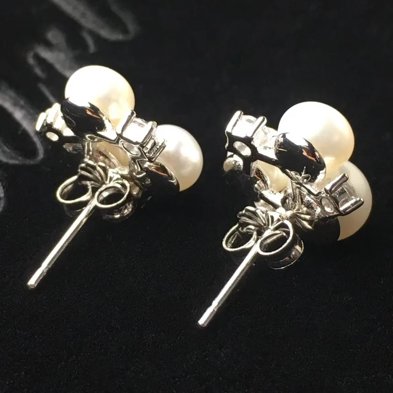 Natural Fresh Water Pear Earring for Women Fine Jewelry Simple Style Sood for Matching