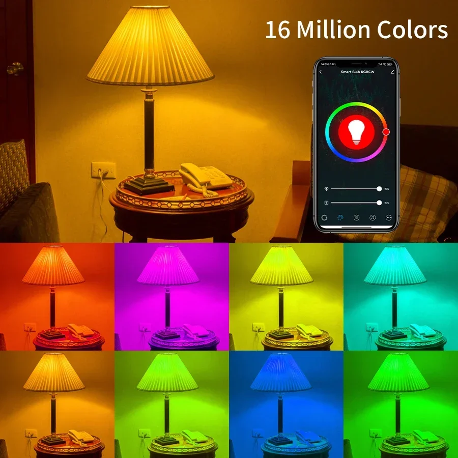 Imagem -03 - Lâmpada Inteligente Tuya Wifi Regulável Rgb Vida Inteligente Controle de Voz Funciona com Alexa Google Home E27 220v 110v 10w 15w