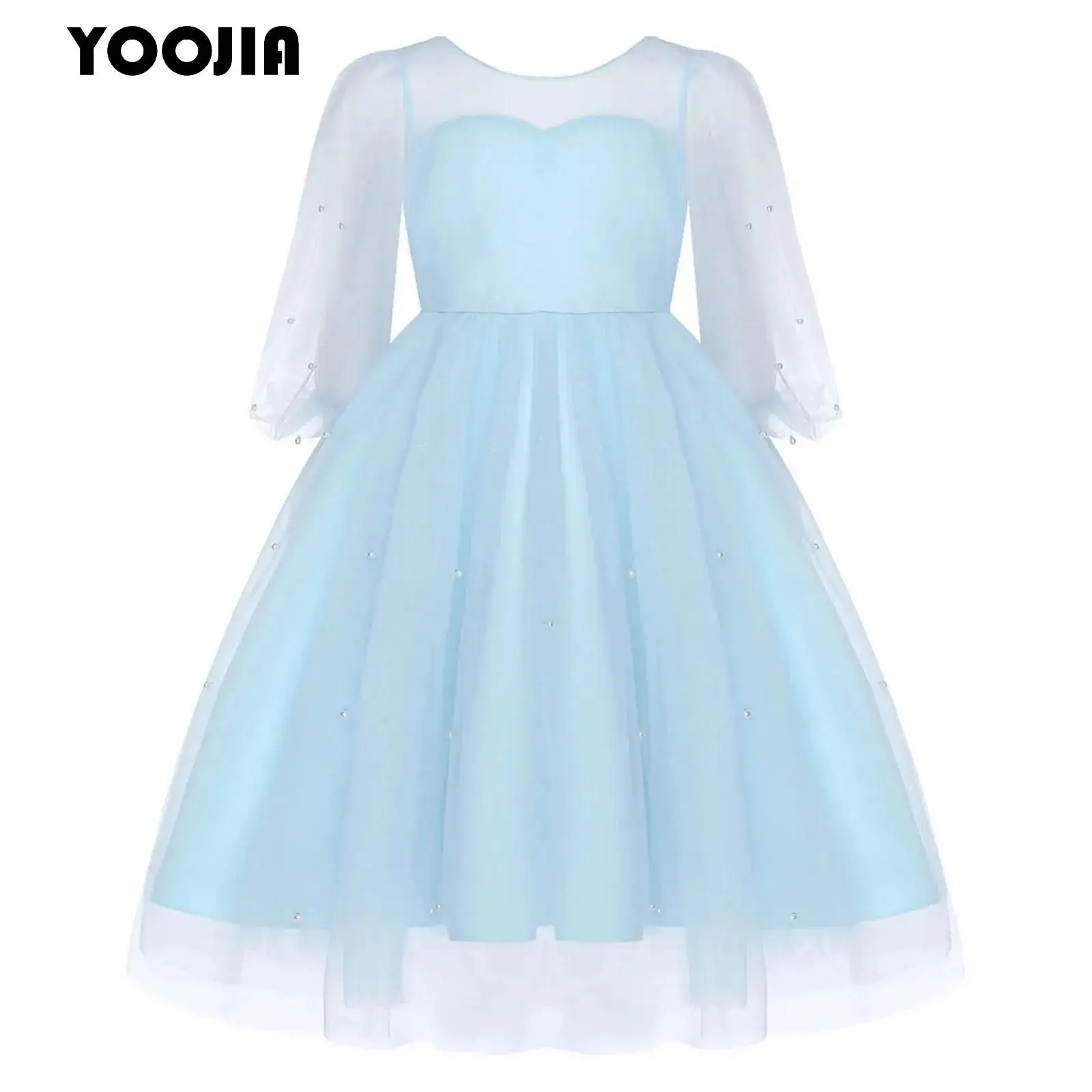 

Princess Dress Girls Half Sleeve Tulle Flower Kids Evening Dress Birthday Party Wedding Bridesmaid Communion Pageant Ball Gown