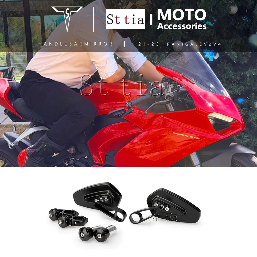 For Ducati Panigale V2 V4 2021-2025 New PANIGALE V4 V2 Motorcycle Handle Bar End Mirrors CNC Anti-Glare Side Rearview Mirror