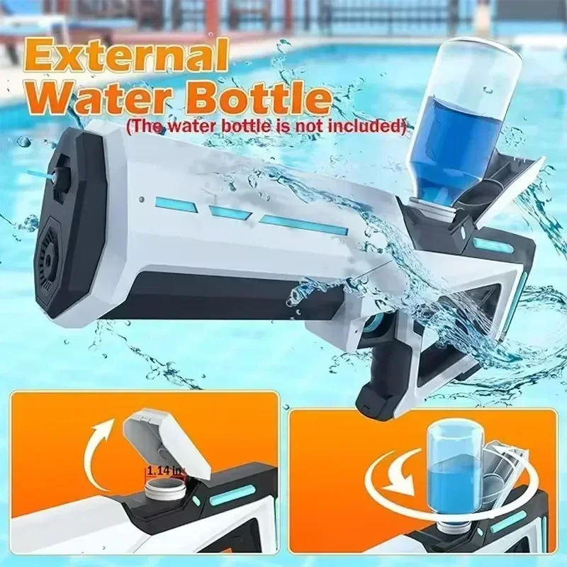 Pistolet à eau électrique continu à impulsion pour enfants, haute pression et forte absorption d'eau automatique étanche