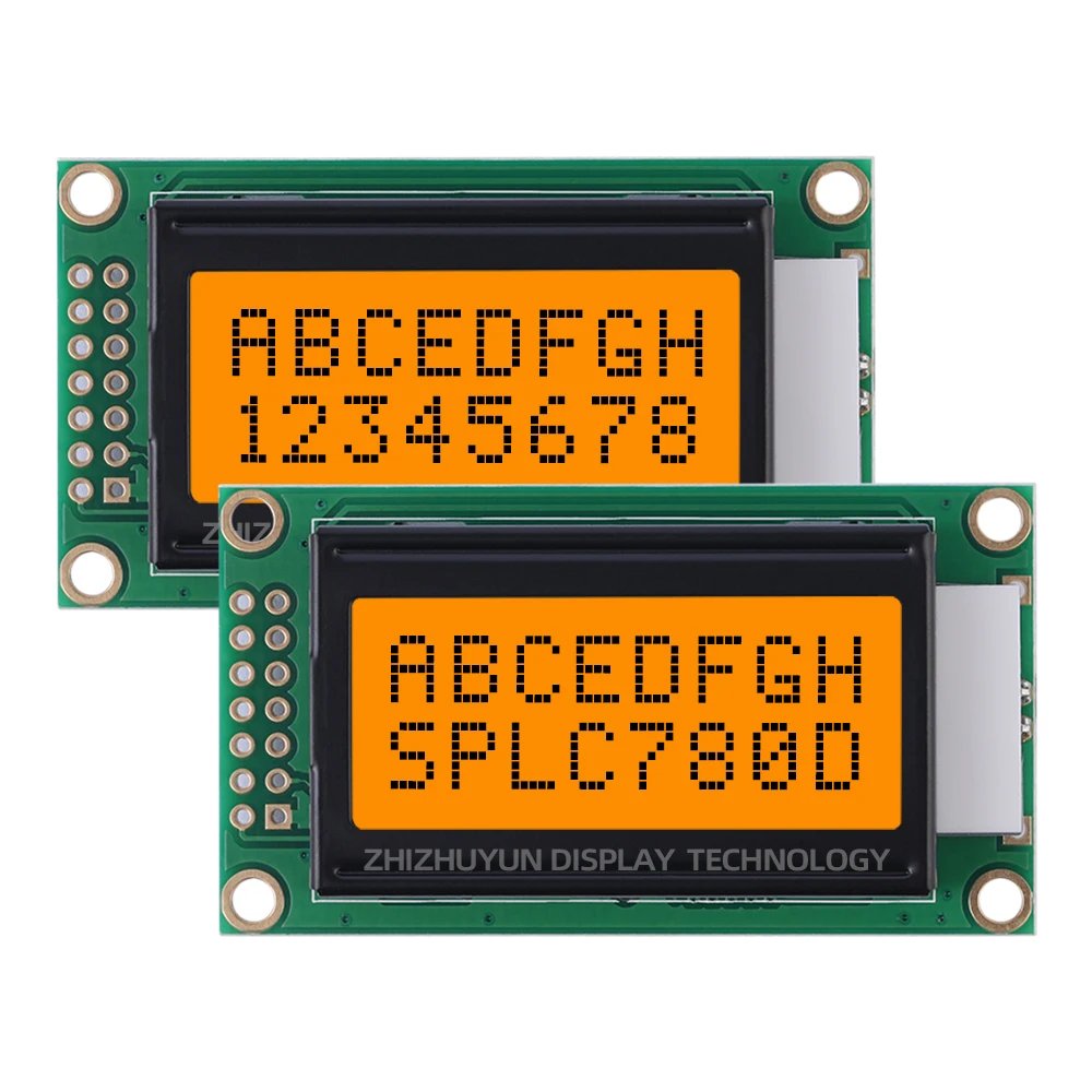 Pantalla LCD de 14 pines, módulo de visualización SPLC780D, membrana amarilla y verde, LCM0802B-2 del fabricante