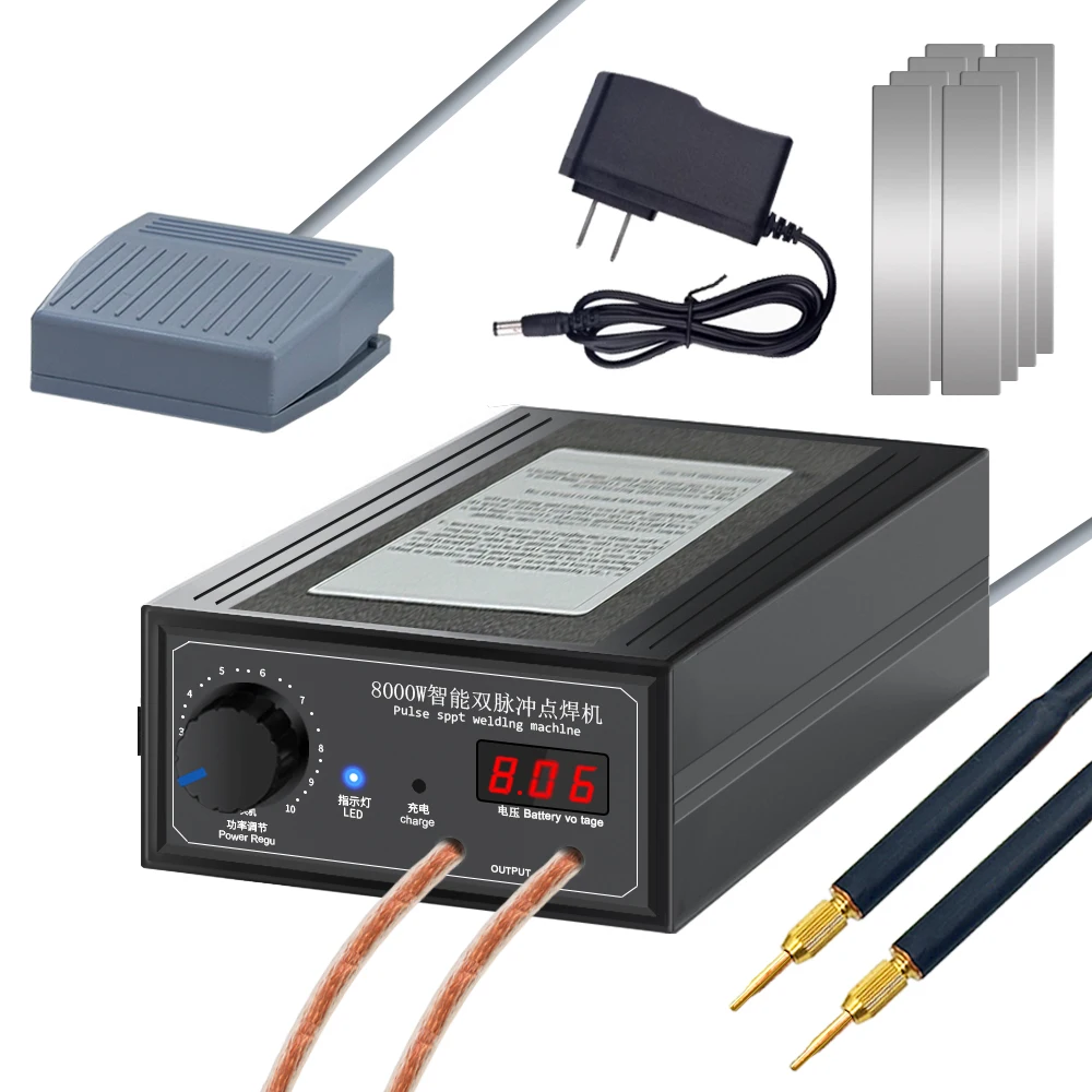 ماكينة لحام نقطي محمولة بقوة 8000 وات ماكينة لحام نقطي محمولة 1200A ماكينة لحام قابلة للتعديل لبطارية 18650 2x5000mah #5