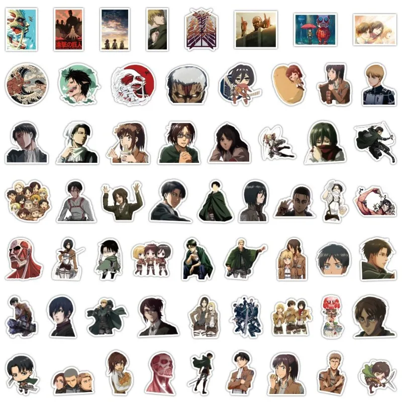 60Pcs Attack on Titan Anime Stickers Cute Aesthetic Waterproof Decals DIY Decor for Laptop Phone Case iPad Luggage Water Bottle