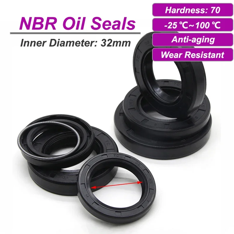 NBR Framework Oil Seals ID 32mm TC-32*42/43/44/45/48/50/52/55/58/60/62/65/72*5/7/8/10/12mm Nitrile Rubber Shaft Gasket