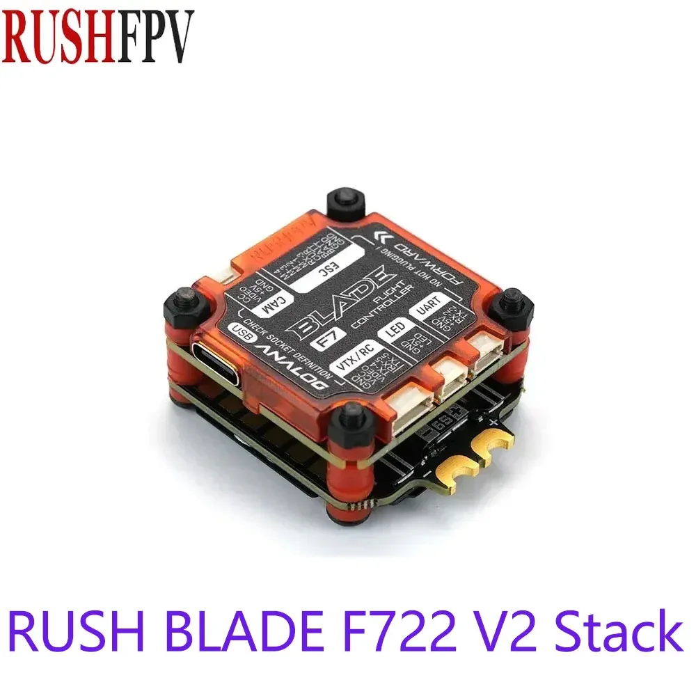 AvaCoreRUSHFPV BLADE V2 Stack - F722 Analog & Digital FC & Extreme 60A 128K BLHELI AM32 4in1 ESC For FPV Racing & Freestyle Dron