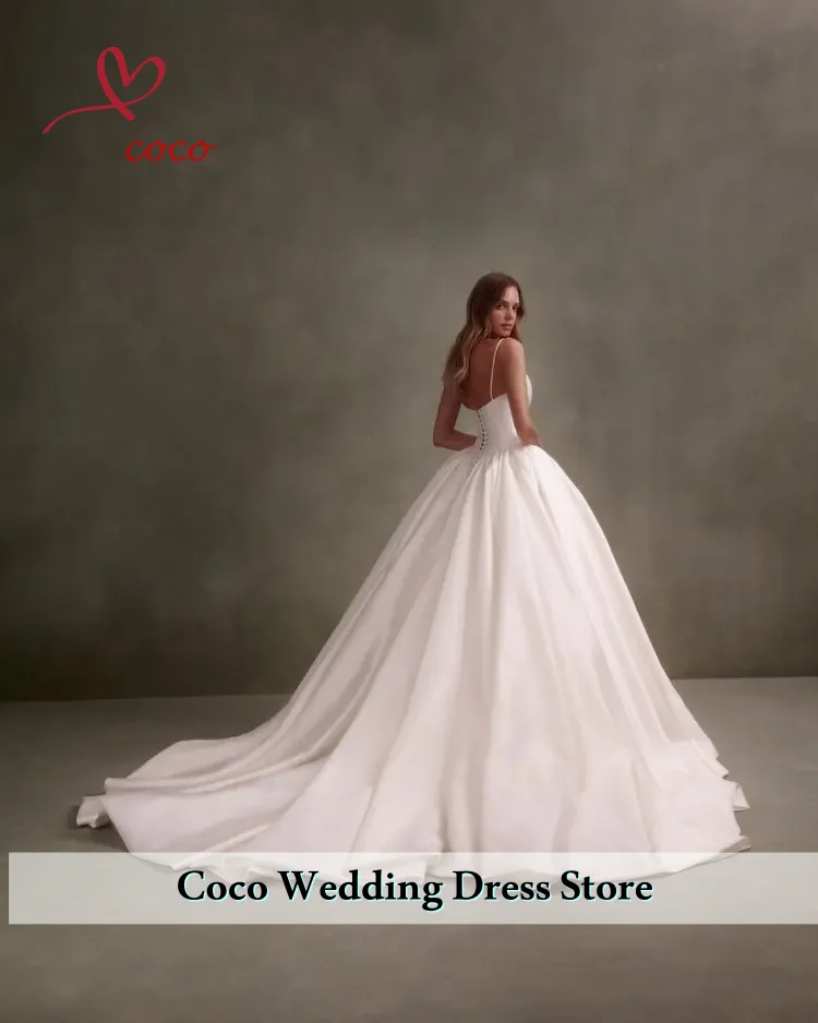 Customized Graceful Ball Gowns Princess Wedding Dresses Satin Bride Dresses Corset Vestido de novia Satin Wedding Gowns