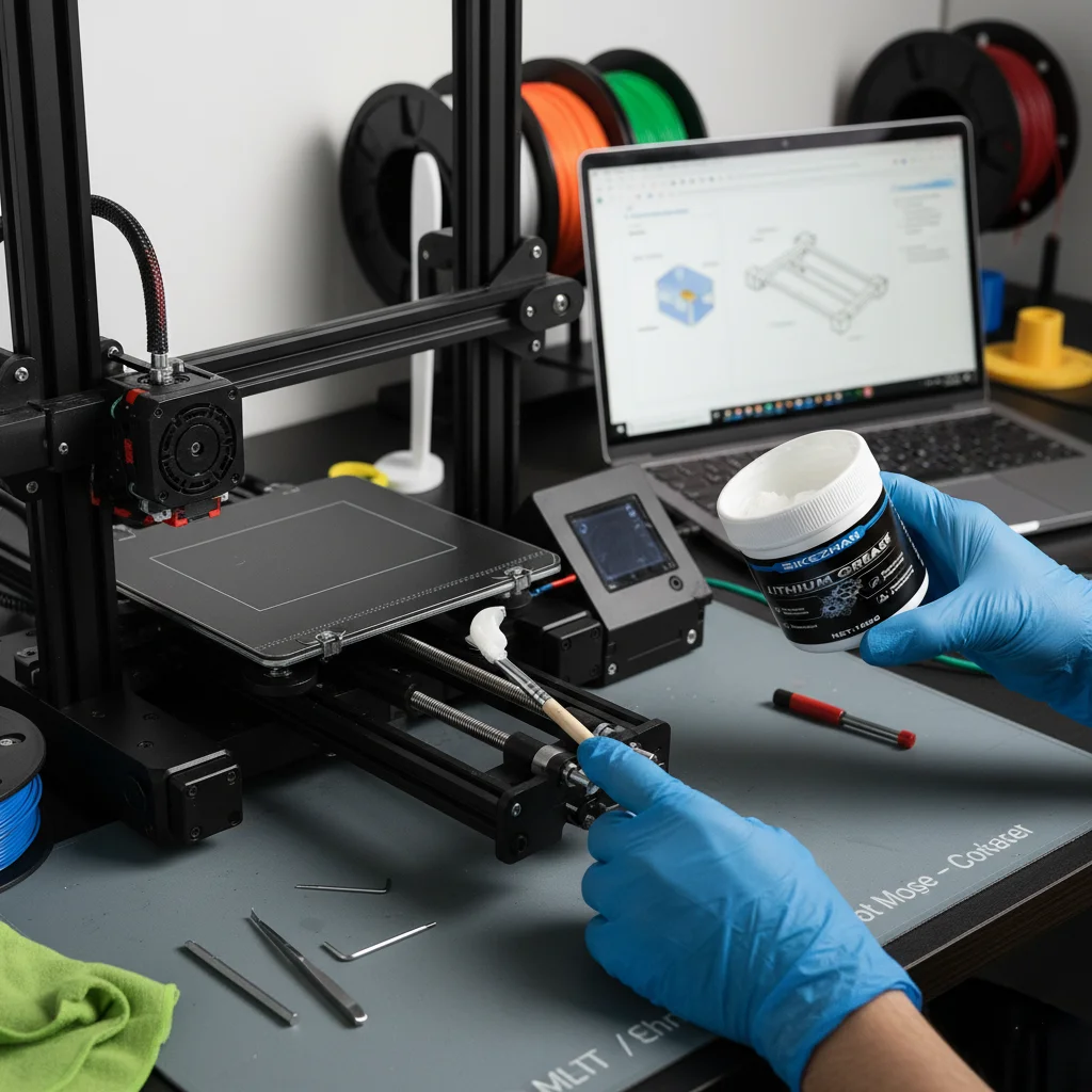 شحم صيانة الطابعة ثلاثية الأبعاد - تركيبة ليثيوم، تقلل الضوضاء والارتداء، للقضبان الخطية/المسمار الرصاص/المحمل، مضاد للتآكل + الفرشاة