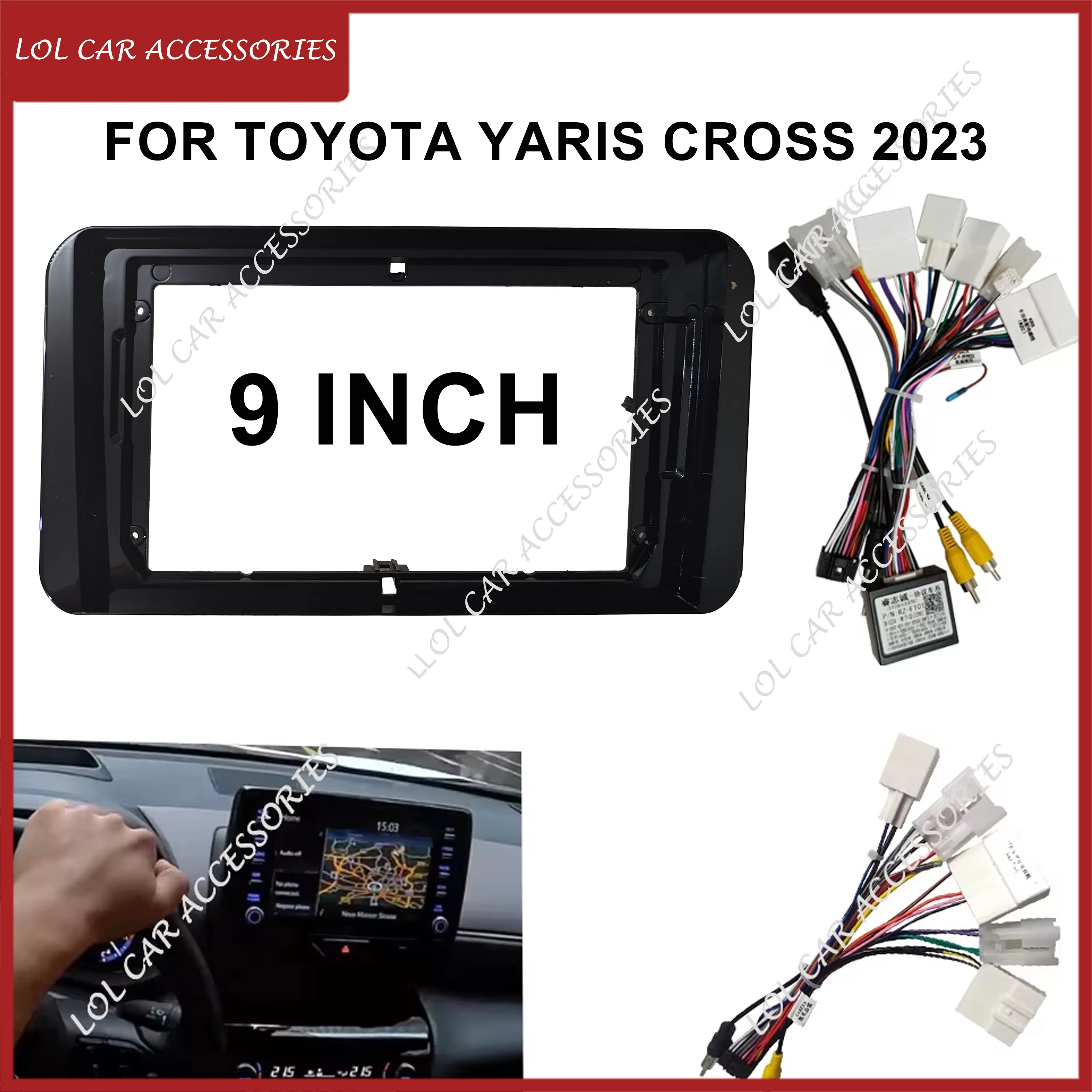 9 Inch For TOYOTA Yaris Cross 2023 Car Radio Stereo Android GPS MP5 Player 2 Din Head Unit Fascia Casing Frame Dash Cover