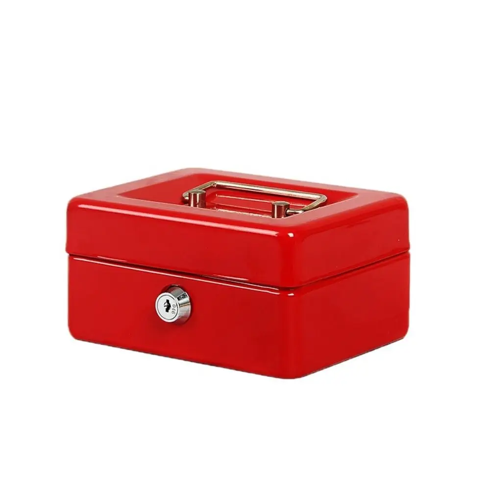 Small/Large Locking Cash Box Safe Double Layer Lock Storage Box with Tray Cover Key Lock/ Password Money Saving Organizer