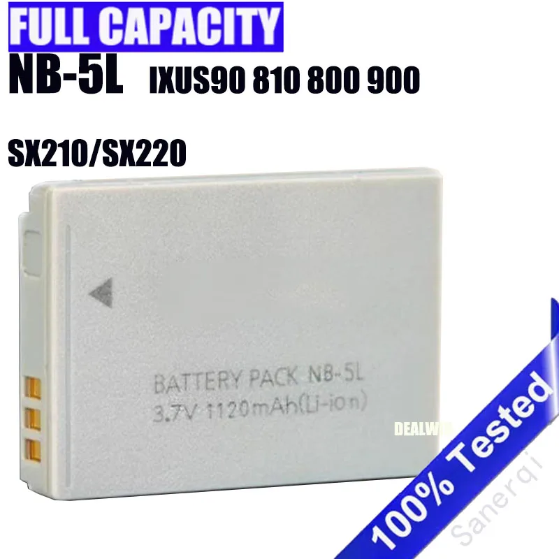 Full NB-5L NB5L Battery for Canon S110 SX200 SX210 SX220 SX230 IS S100 SD700 SD850 SD950 ISX200 iSX220 Bateria