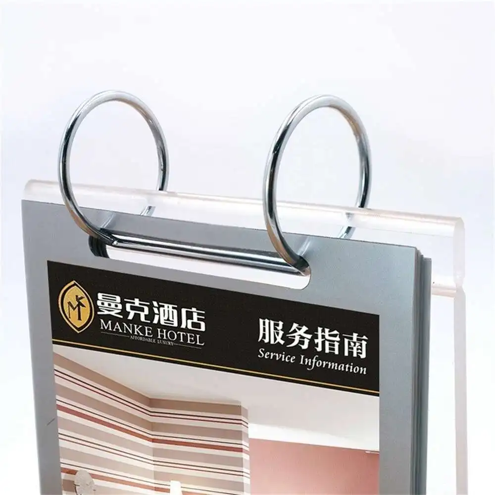 A4 Acrylic Pages Turning Menu Paper Sign Holder Stand Restaurant Table Price Label Listing Card Frame Display Racks