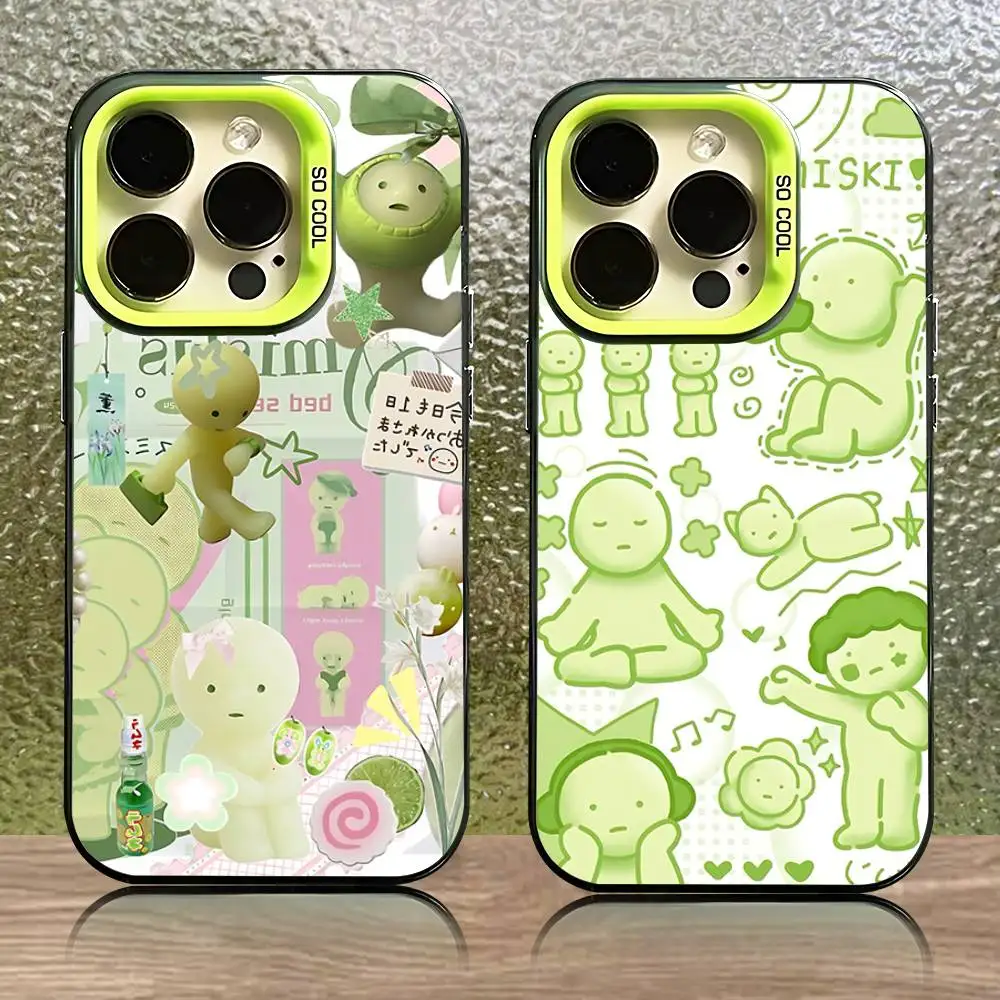 

Phone Case For iPhone 16,15,14,13,12,11,Pro,XS,Max,Plus,Mini,SE Green S-Smiski Candy Matte Shockproof Cover