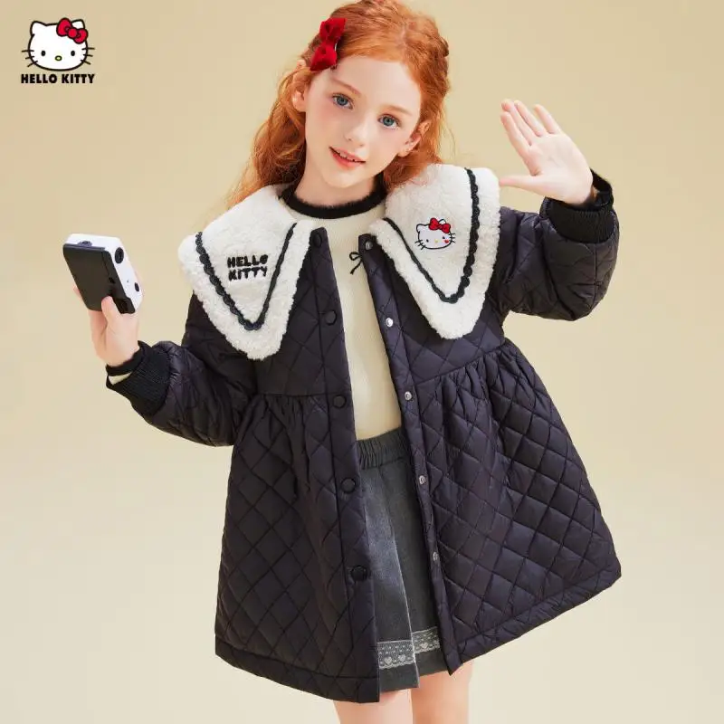 

Sanrio Hello Kitty Winter Coat Girl Thickening Tops Cotton-Padded Jacket Keep Warm Kawaii Anime Fashion New Children Clothing