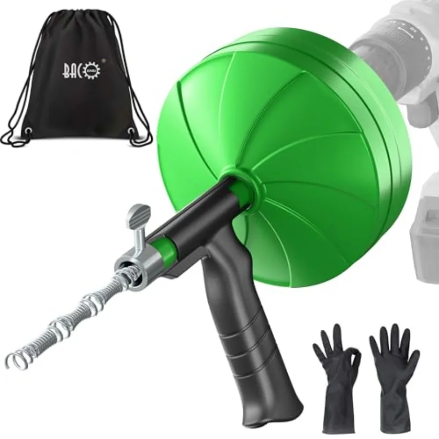 

【Spot goods】BACOENG 50Ft Drain Auger Heavy Duty Plumbing Snake with Drill Adapter Use Manually or Powered for Drain Clog Shower