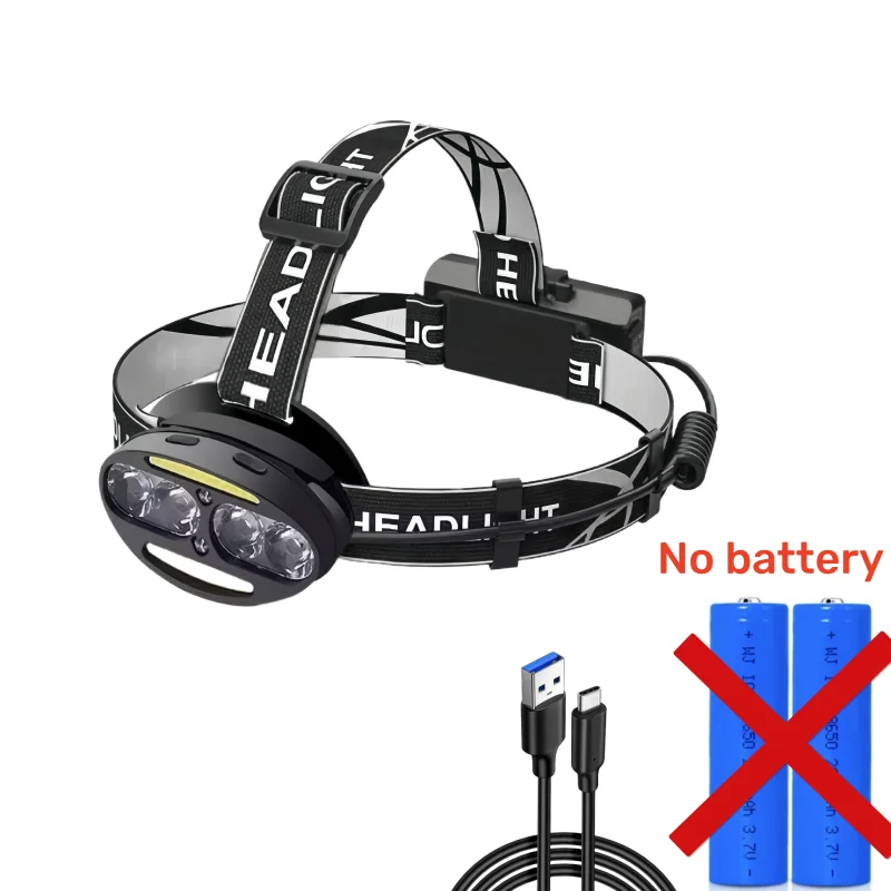 JIASHUAIXIN Inductieve Bewegingssensor Koplamp Super Sterke LED Koplamp 4T6 2COB Zaklamp Outdoor Camping Vissen