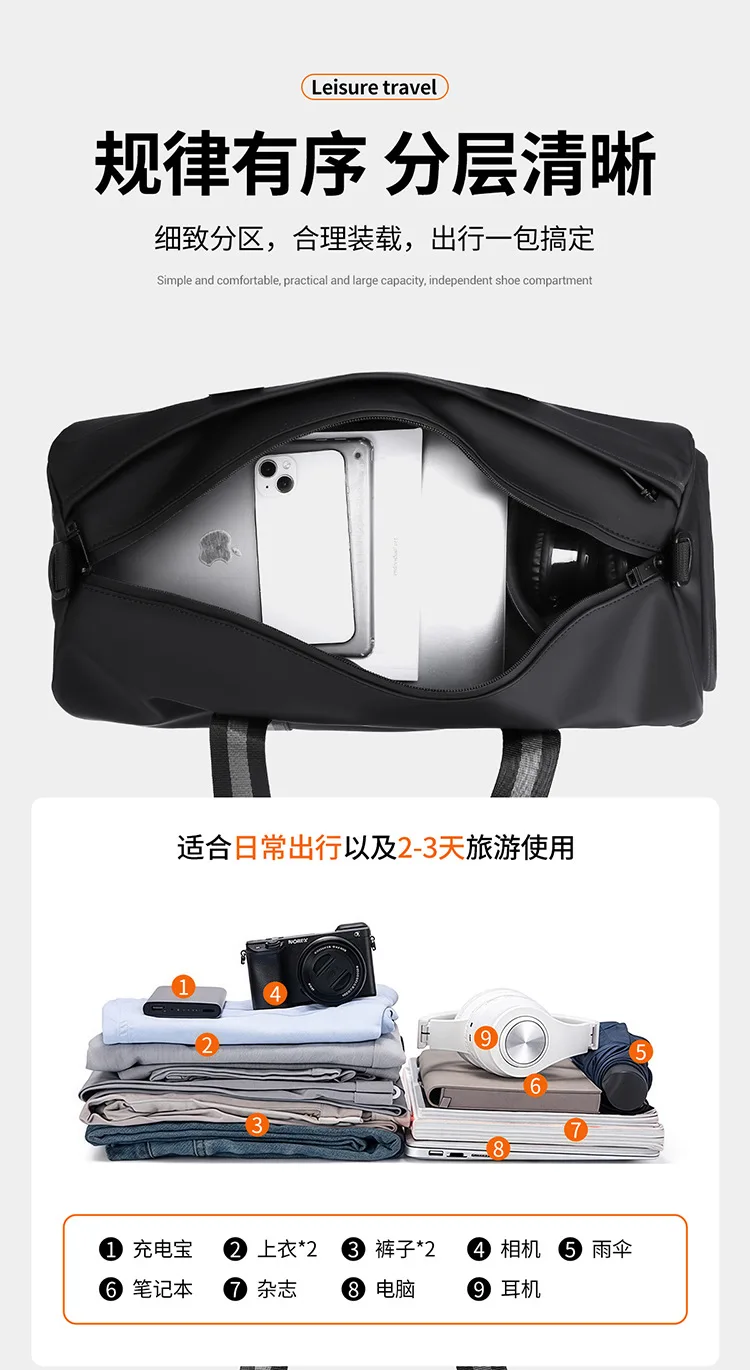 Minimalist Expandable Travel Bag,Lightweight Carry-On for Business & Weekend,Compact Tote Backpack for Men and Women Short Trips