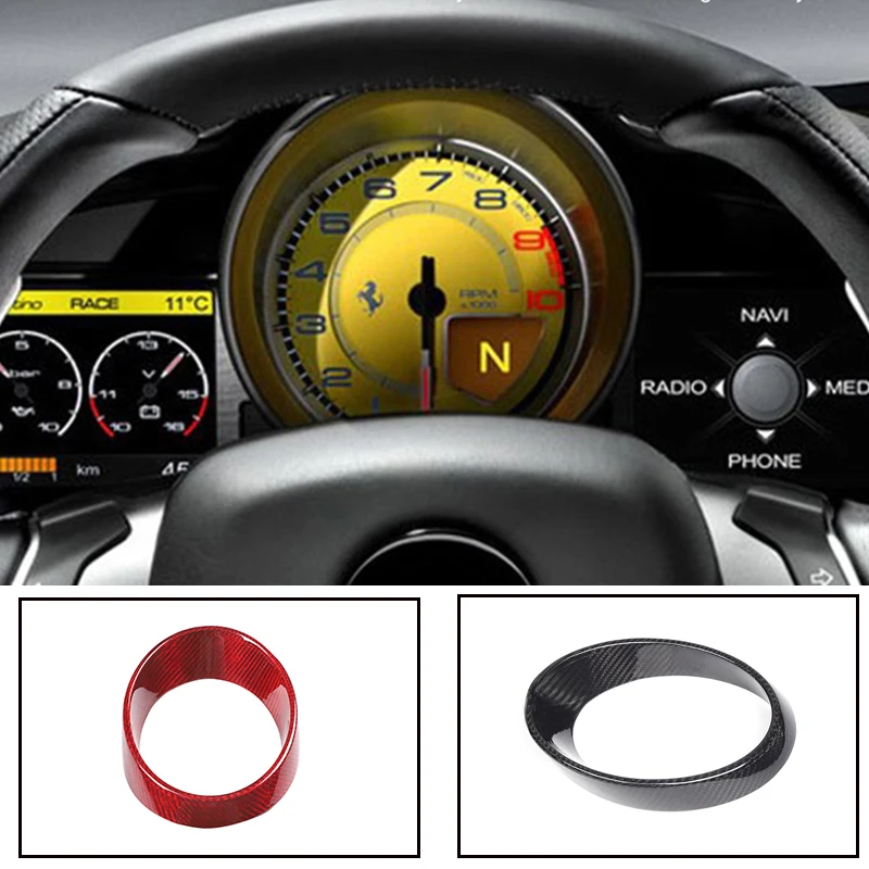 For Ferrari 458/488 2011+ car modification accessories 1pcs Real carbon fiber car dashboard tachometer decorative ring sticker