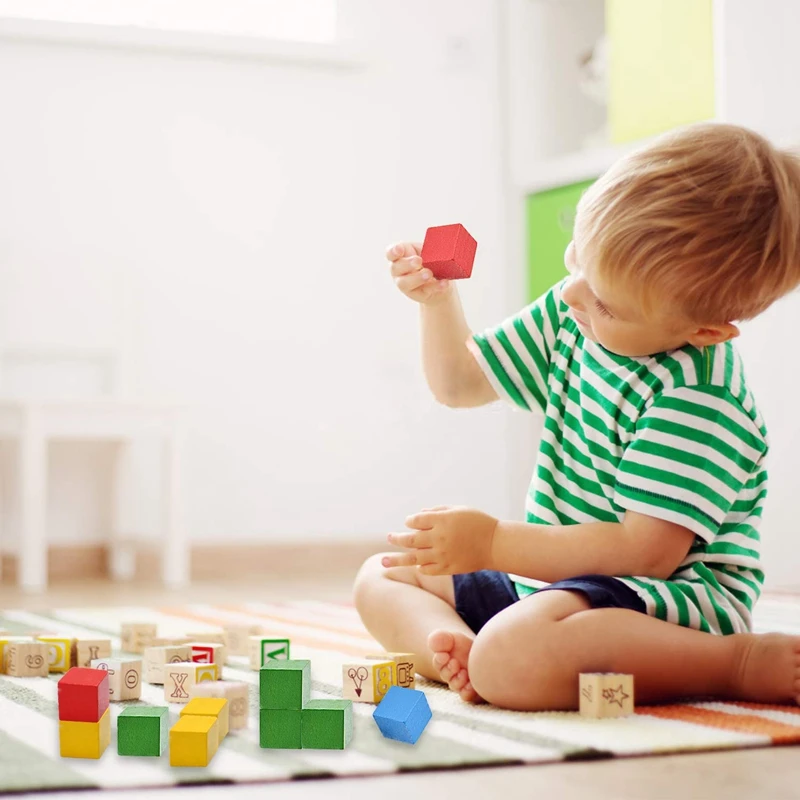 100 pezzi di cubi colorati blocchi di costruzione in legno torre pieghevole giochi impilabili giocattolo quadrato in legno regalo educativo