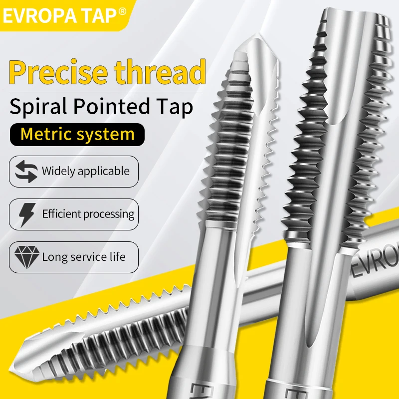 EVROPA TAP HSSE JIS Metric Spiral Pointed Tap M12M14M16M18M20M22M24  machine Fine Thread screw tap M12M14M16M18M20M22M24