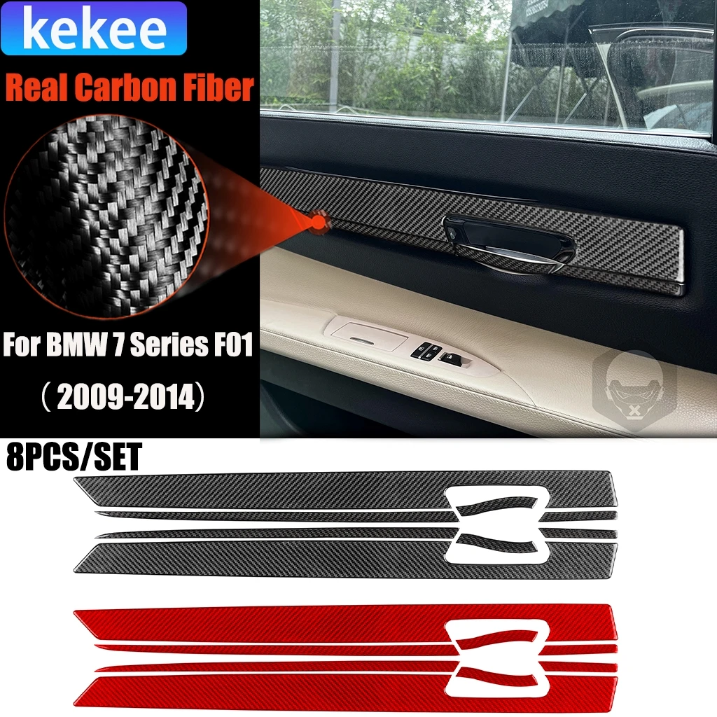 

Carbon Fiber Car Accessories Rear Door Panel Interior Trim Cover Soft Sticker For BMW 7 Series F01 730li 740li 750li 2009-2014