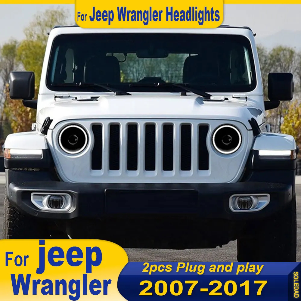 

Автомобильная фара для Jeep Wrangler, фара 2007-2017 Wrangler, головной свет DRL, указатель поворота, ближний свет, аксессуары для линз проектора
