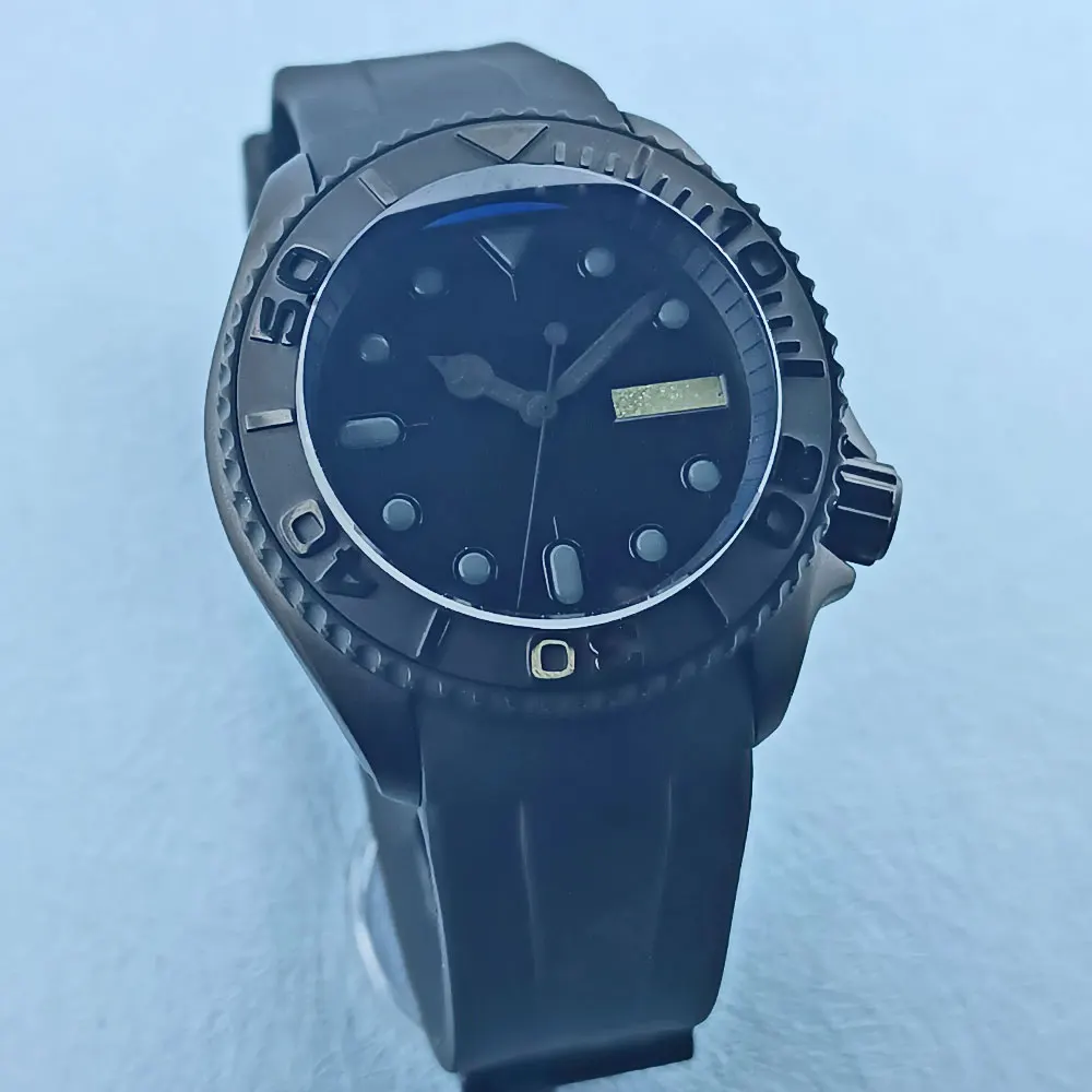 41mm case fit NH series 35 36 movement Waterproof 316L stainless steel sapphire convex glass matte black luminous dial