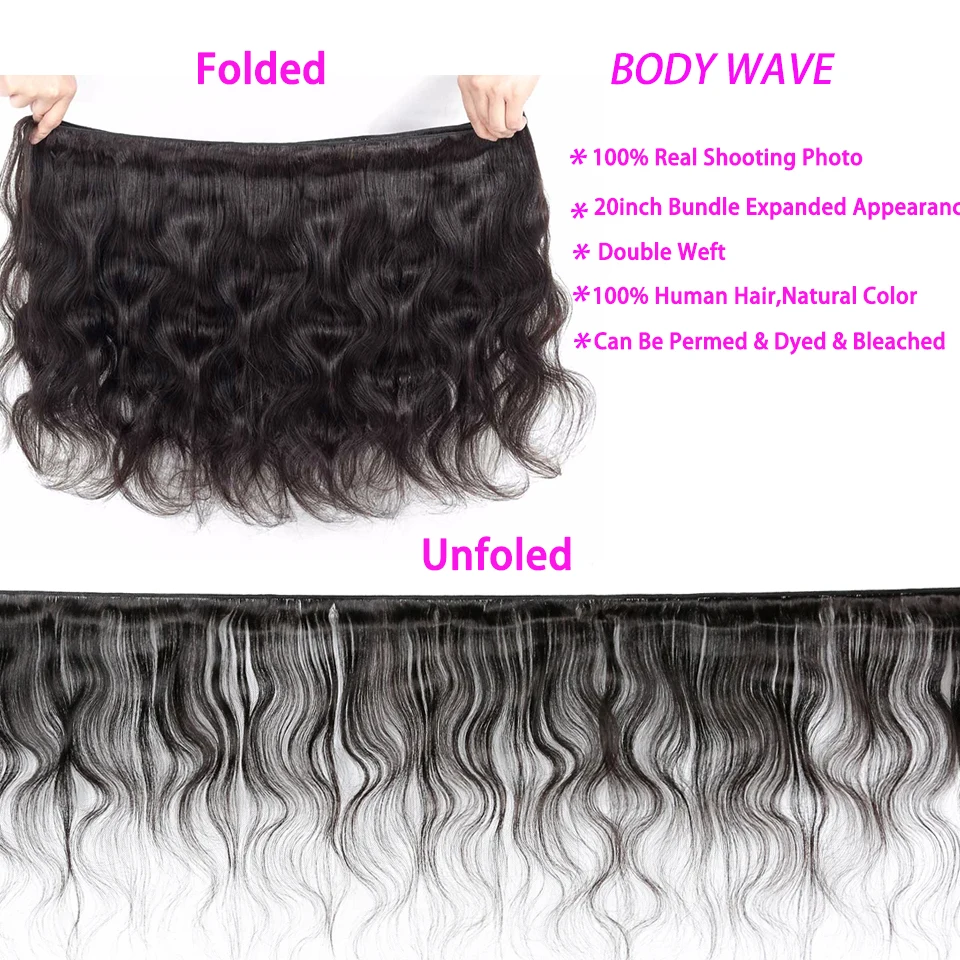 Yyong Body Wave Bundles 1/3/4 Bundles Brazilian Human Hair Weave Bundles 8-32 Inches Remy Human Hair Extensions